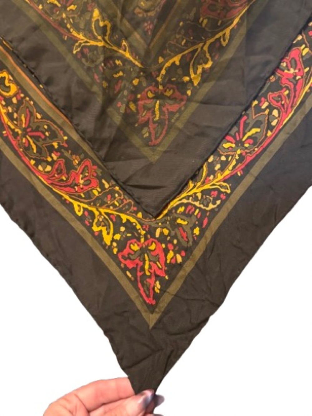 Vintage Silk Scarf Made In England - Heavy Twill Ancient Madder Paisley Foulard - Picture 5 of 6